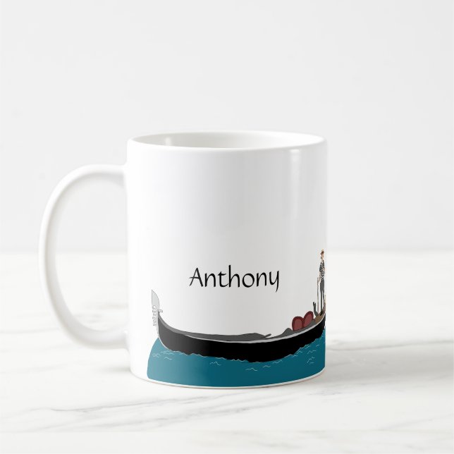 Caneca De Café Veneza, Itália Gondola e Gondolier Personalizados (Esquerda)