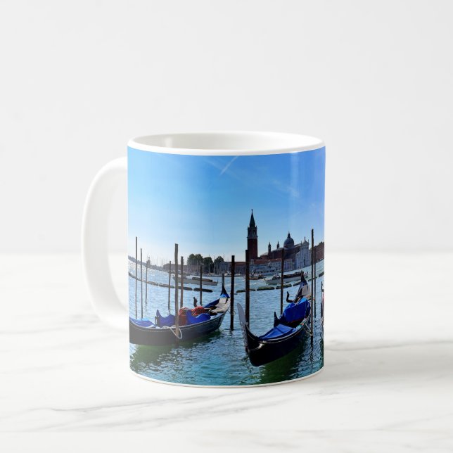 Caneca De Café Venice Gondolas Boat Itália Blue Sky (Frente Esquerda)