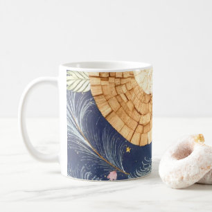 Caneca De Café Ventoinha de Grão de Madeira Boho e Botânica de Pe