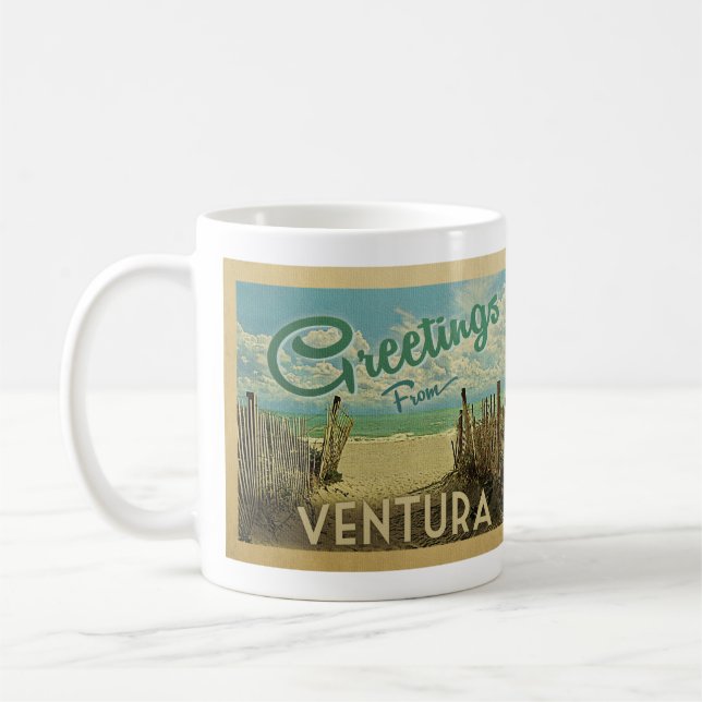 Caneca De Café Ventura Beach Viagens vintage (Esquerda)