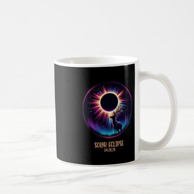Caneca De Café Ver Totalidade abril 2024 Astronomy Deer Hunt Sol (Direita)