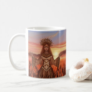 Caneca De Café Verão com a Deusa do Sol - Padrão de Paisagem