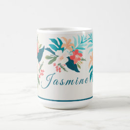 Caneca De Café Verão Costeiro Cítrico & Aquarela Floral