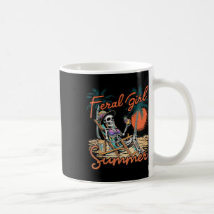 Caneca De Café Verão de Garota Feral Meme Divertido Esqueleto Pra