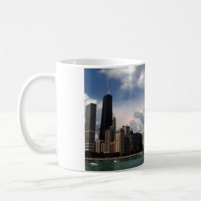 Caneca De Café Verão do Lago Michigan da skyline de Chicago (Esquerda)