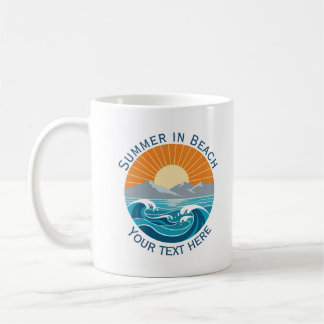 Caneca De Café Verão na Praia Retro Costa Pôr do Sol Amantes da P