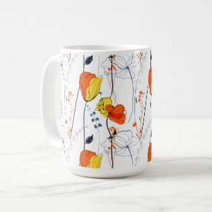 Caneca De Café Verão tropical   Belos Design de flores amarelas