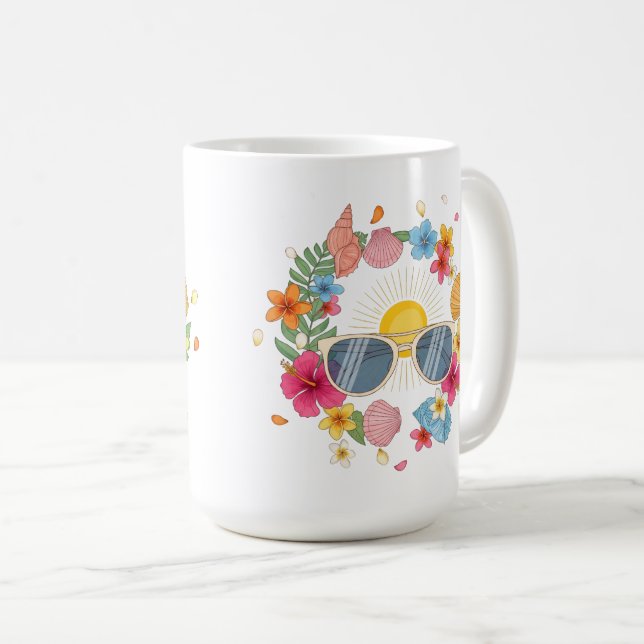Caneca de Café Verão Tropical | Xícara de Chá Fofa (Frente Esquerda)