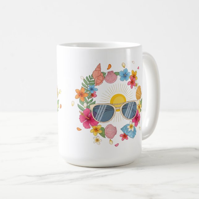 Caneca de Café Verão Tropical | Xícara de Chá Fofa (Frente Esquerda)