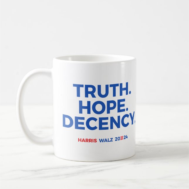 Caneca De Café Verdade Decência Esperança - Harris Walz 2024 (Esquerda)