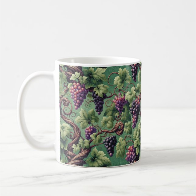 Caneca De Café Verdant Vineyard Bliss: Uma Tapeçaria de Uvas (Esquerda)