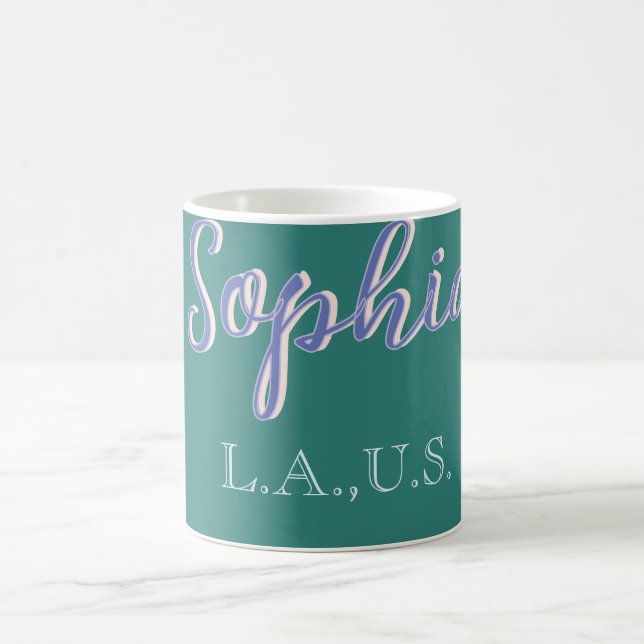 Caneca De Café VERDE adicionar nome garota chefe texto ROXO elega (Centro)