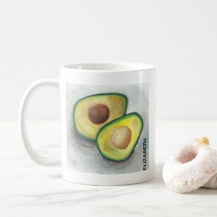 Caneca De Café Verde Avocado Cortado em Meia-Cama