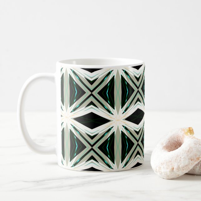 Caneca De Café Verde Branco bege Winter Xmas Starburst Snowflake (Com Donut)