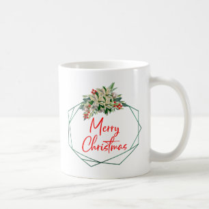 Caneca De Café Verde Branco Floral Feliz Natal Café Mug