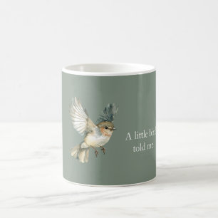 Caneca De Café Verde Branco Um Passarinho Me Contou