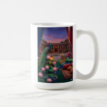 Caneca de café verde de Diwali Deepavali Pavão