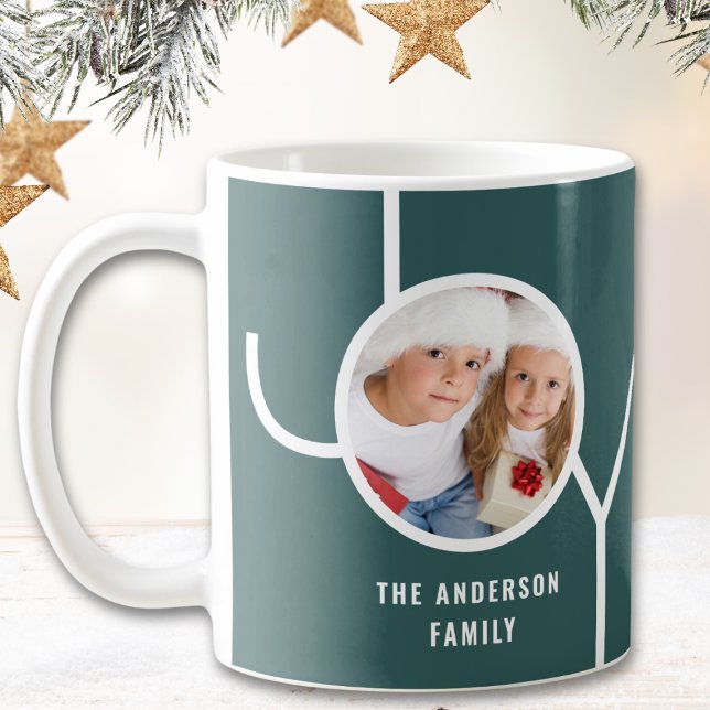 Caneca De Café Verde de Foto de Natal de Nome Personalizado (Criador carregado)