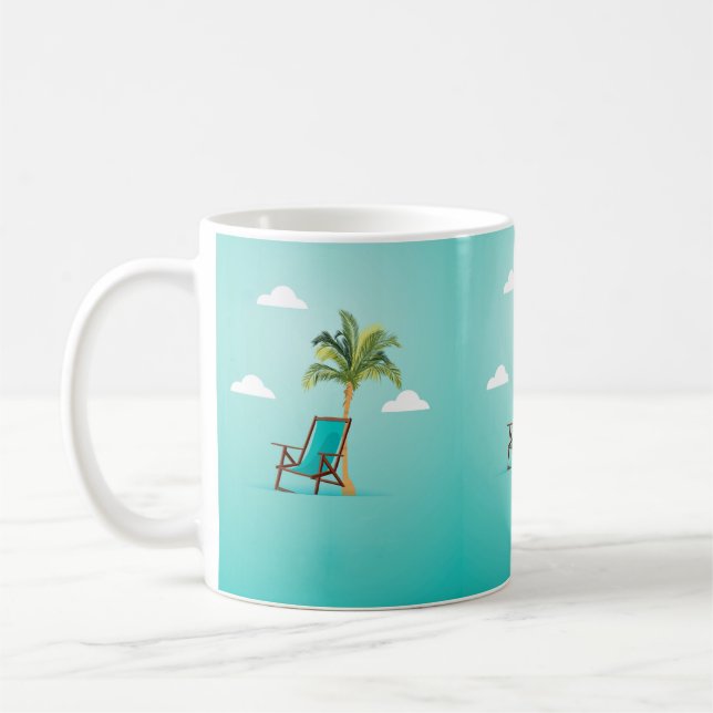 Caneca De Café Verde de Seafoam da palmeira da cadeira de praia (Esquerda)