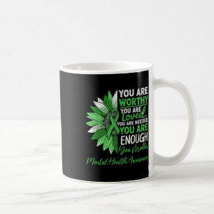 Caneca De Café Verde do guerreiro da saúde mental motivacional