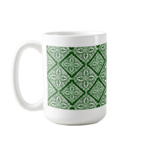 Caneca de café verde dos medalhões