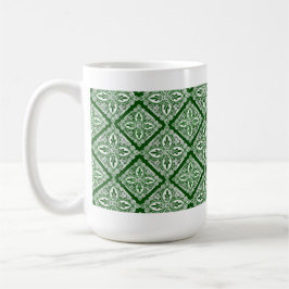 Caneca de café verde dos medalhões