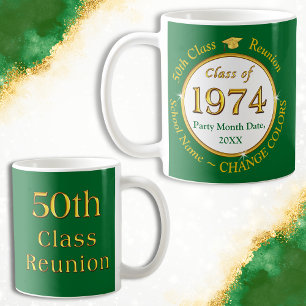 Caneca De Café Verde e Dourado, Souvenirs de 50 anos da Classe de
