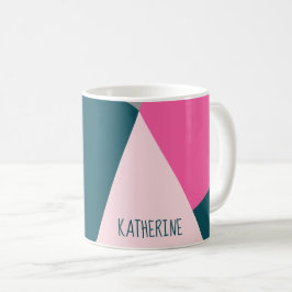 Caneca De Café Verde esmeralda pastel geométrico elegante de rosa