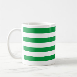 Caneca De Café Verde espesso clássico e branco horizontal riscado