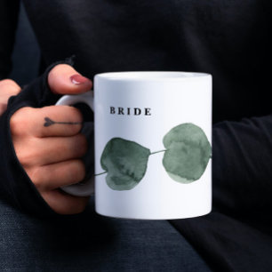 Caneca De Café Verde Fresco Moderno de Watercolor Bride