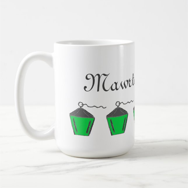 Caneca De Café Verde Lanterna Mawrter no Trabalho Mug Bryn Mawr (Esquerda)
