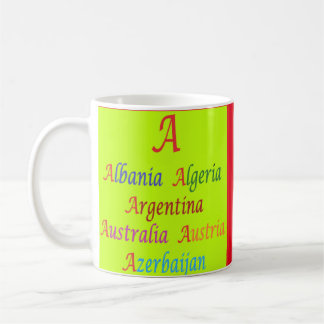Caneca De Café Verde limão Albânia Argélia Austrália Argentina
