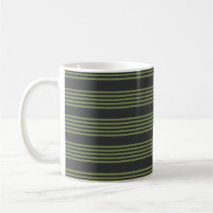 Caneca De Café Verde-oliva e carvão de cinco faixas