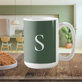 Caneca De Café Verde Oliva Simples Moderno Minimalista Monogramad