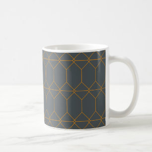 Caneca De Café Verde, ouro, ilustração simples, retro, elegante