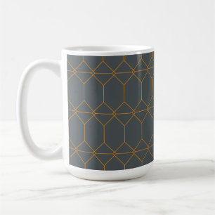 Caneca De Café Verde, ouro, ilustração simples, retro, elegante
