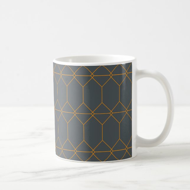 Caneca De Café Verde, ouro, simples, retrô, ilustração elegante (Direita)