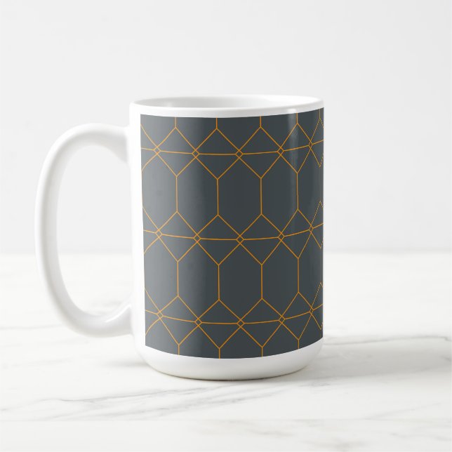 Caneca De Café Verde, ouro, simples, retrô, ilustração elegante (Esquerda)
