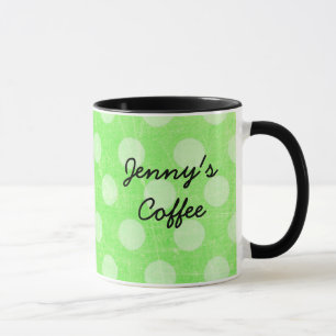 Caneca de Café Verde Personalizada com Bolinhas Br