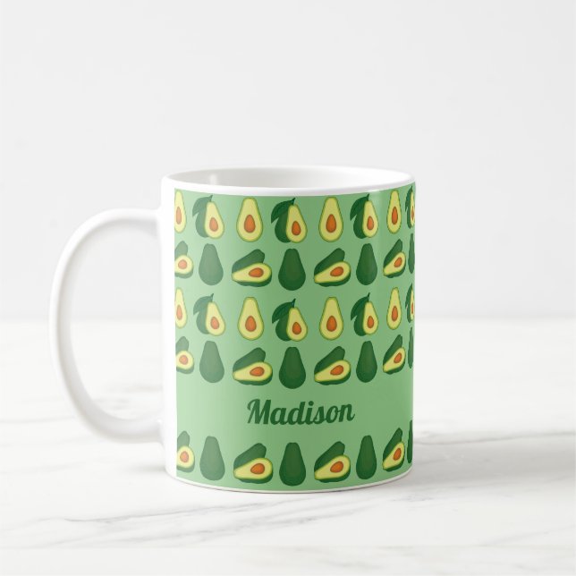 Caneca De Café Verde Personalizado do Lover do Avocado Bonito (Esquerda)