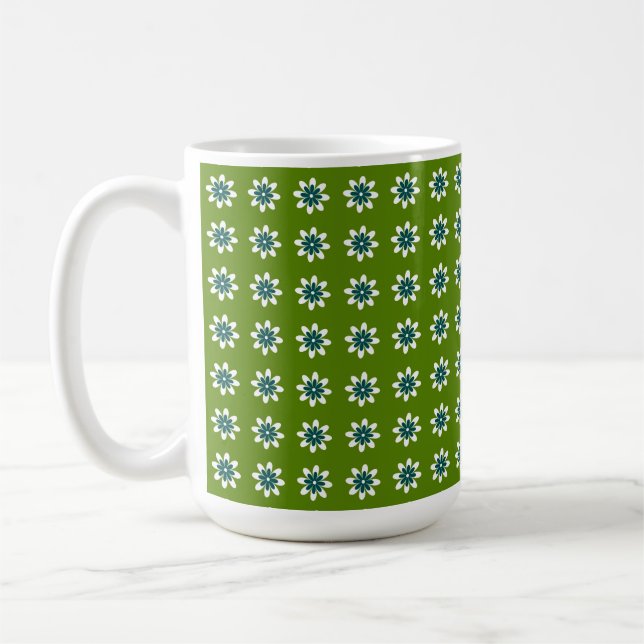 Caneca De Café Verde-retrorreflector mínimo da flor (Esquerda)