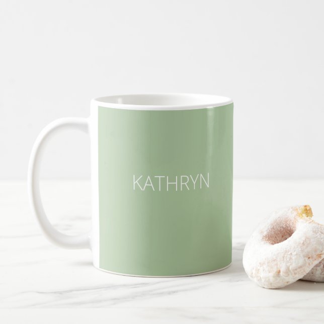 Caneca De Café verde salvia sólido natural (Com Donut)