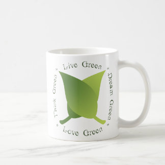 Caneca De Café Verde vivo, pense verde, verde sonho, amor verde