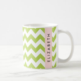 Caneca De Café Verde Zigzag, Verde Chevron, Seu Nome