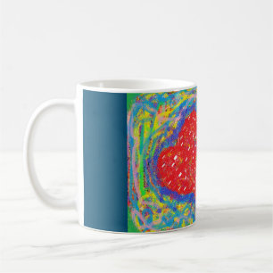 Caneca De Café Verduras mistas e centro vermelho com padrão de ar