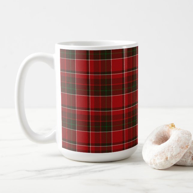 Caneca De Café Verificação de Tartan Vermelho (Com Donut)