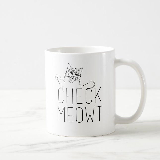 Caneca De Café VERIFICAÇÃO MEOWT - Humor do gato (Direita)
