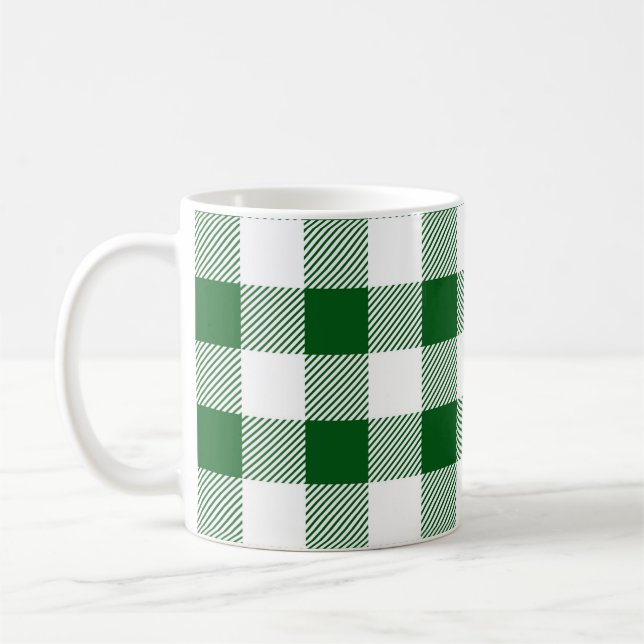 Caneca De Café Verificação Verde de Xadrez Buffalo (Esquerda)