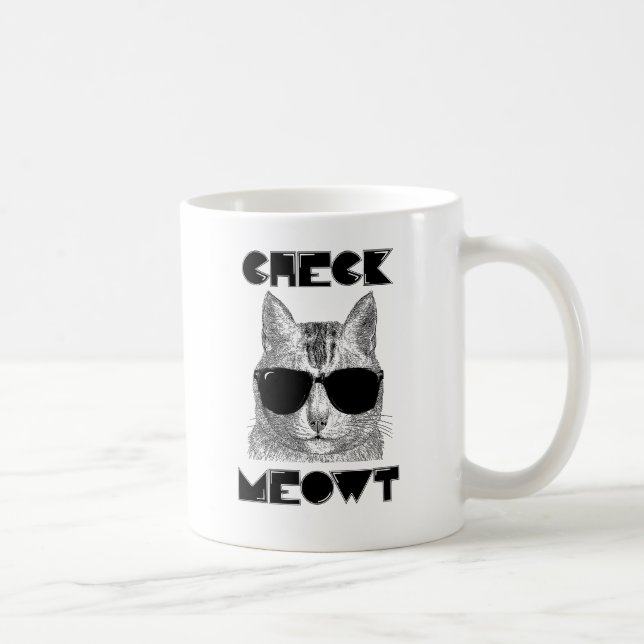 Caneca De Café Verifique Meowt -- Humor do gato (Direita)