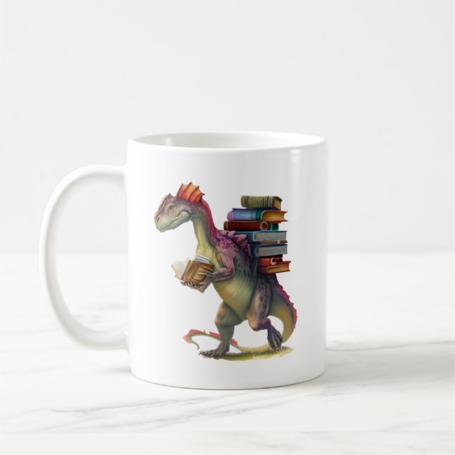 Caneca De Café Verme Dinossauro do Livro - Fantasia Fofa Lendo Lo (Esquerda)